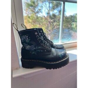 Dr. Martens Sinclair Mystic Floral Leather Lace Up Platform Boots Size 7